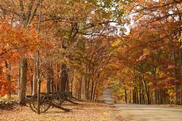 Parque Militar Nacional de Gettysburg-Follaje de Otoño en Pensilvania