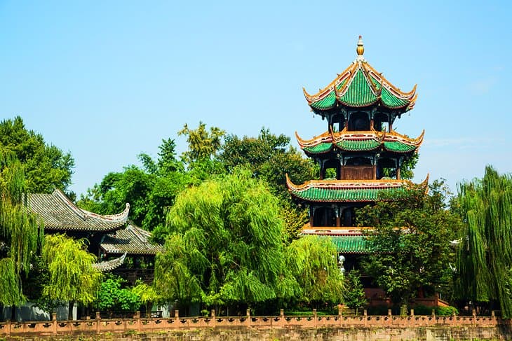 Parque del pabellón Wangjiang y torre de observación del río