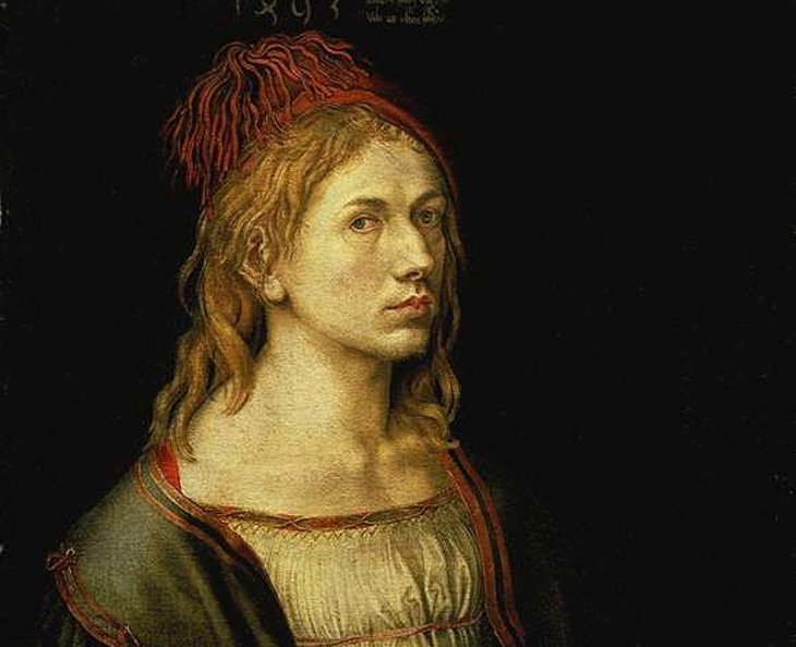 Retrato del artista sosteniendo un cardo, de Alberto Durero (sala 101, ala Richelieu)