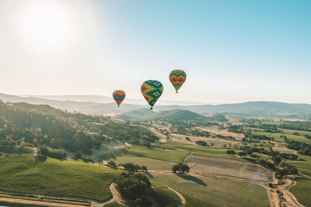 Napa Valley, CA para un paseo en globo aerostático