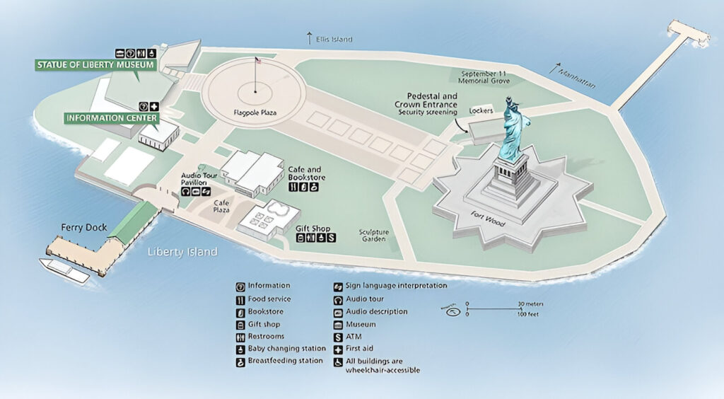 mapa de la estatua de la libertad
