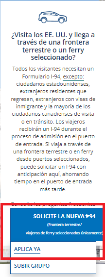 por-tierra-o-ferry-seleccionado Formulario I-94: Guía completa