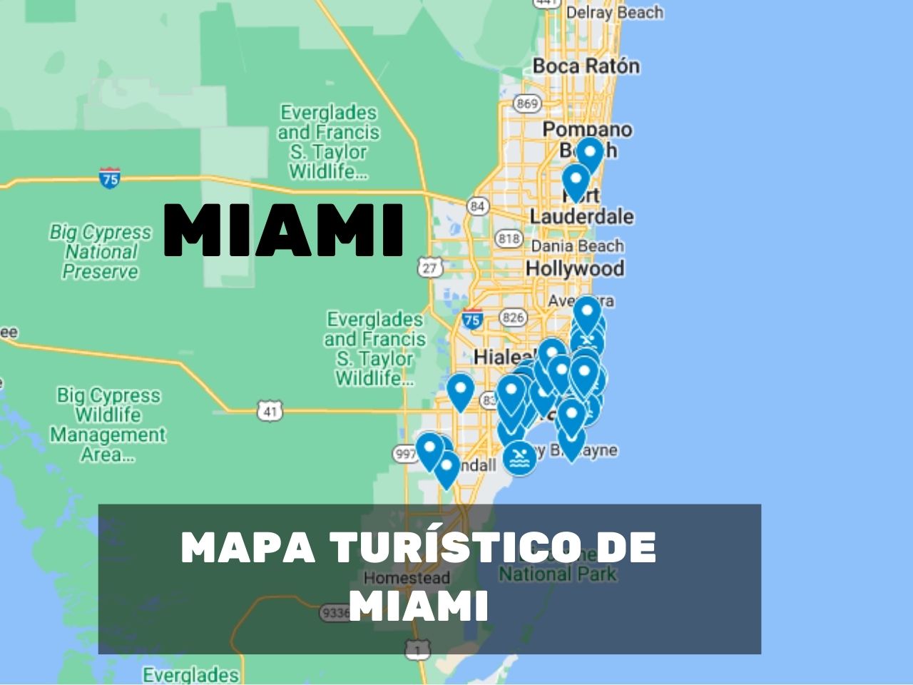 mapa turístico de Miami actual